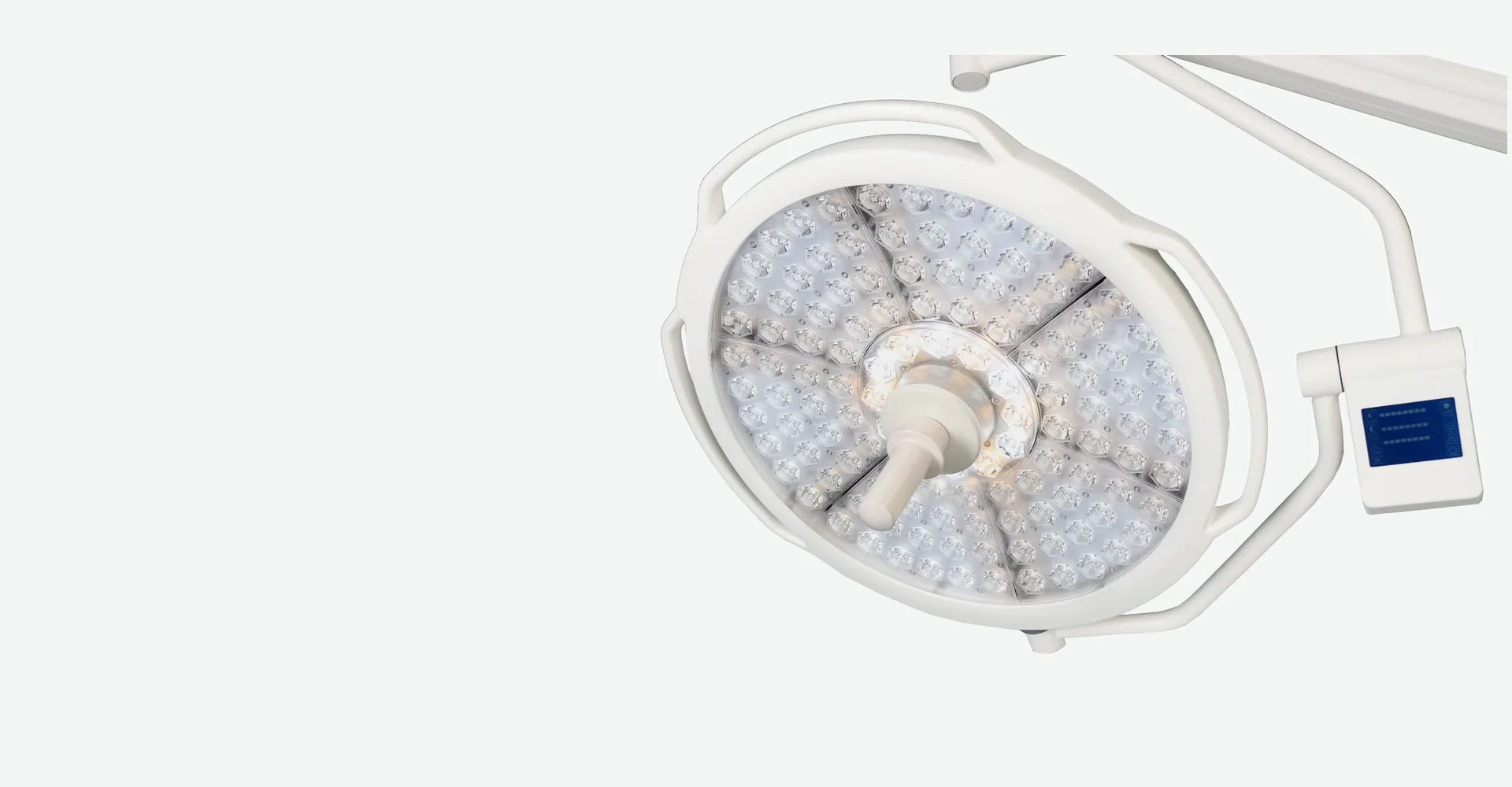 LED surgical light with precision lenses and an integrated control panel