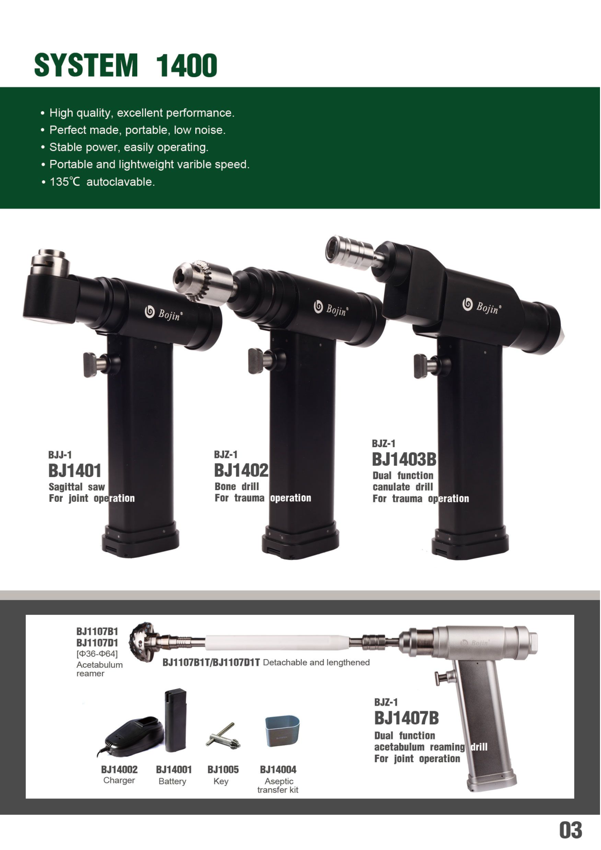 System 1400 Surgical Power Tool Series — Low-Noise Cordless Orthopedic Line — image 3