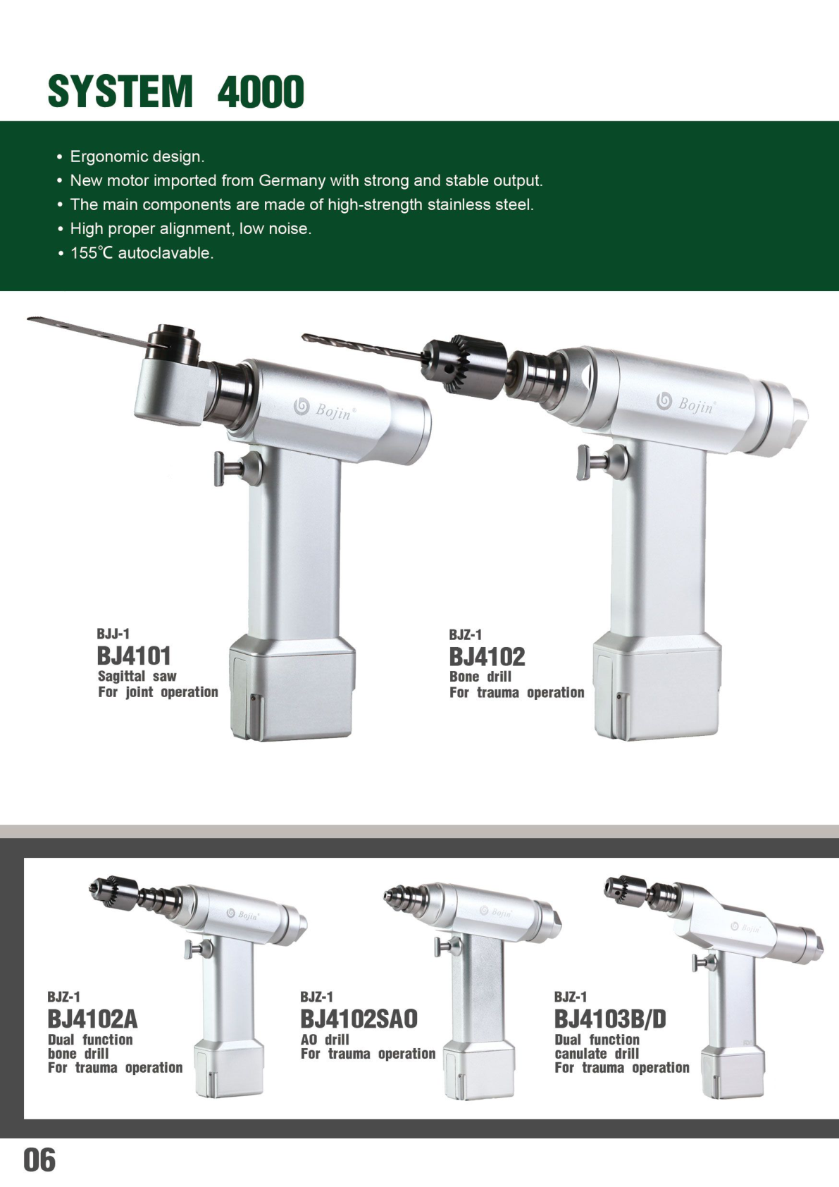 System 4000 Surgical Power Tool Series — Stainless-Steel 155°C Autoclavable Orthopedic Set